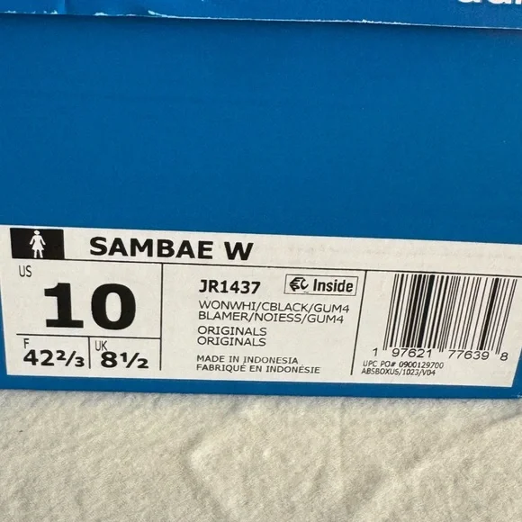 Adidas Samba women’s sneakers size 10 Cream With Black Stripes and Gum soles - Picture 4 of 4